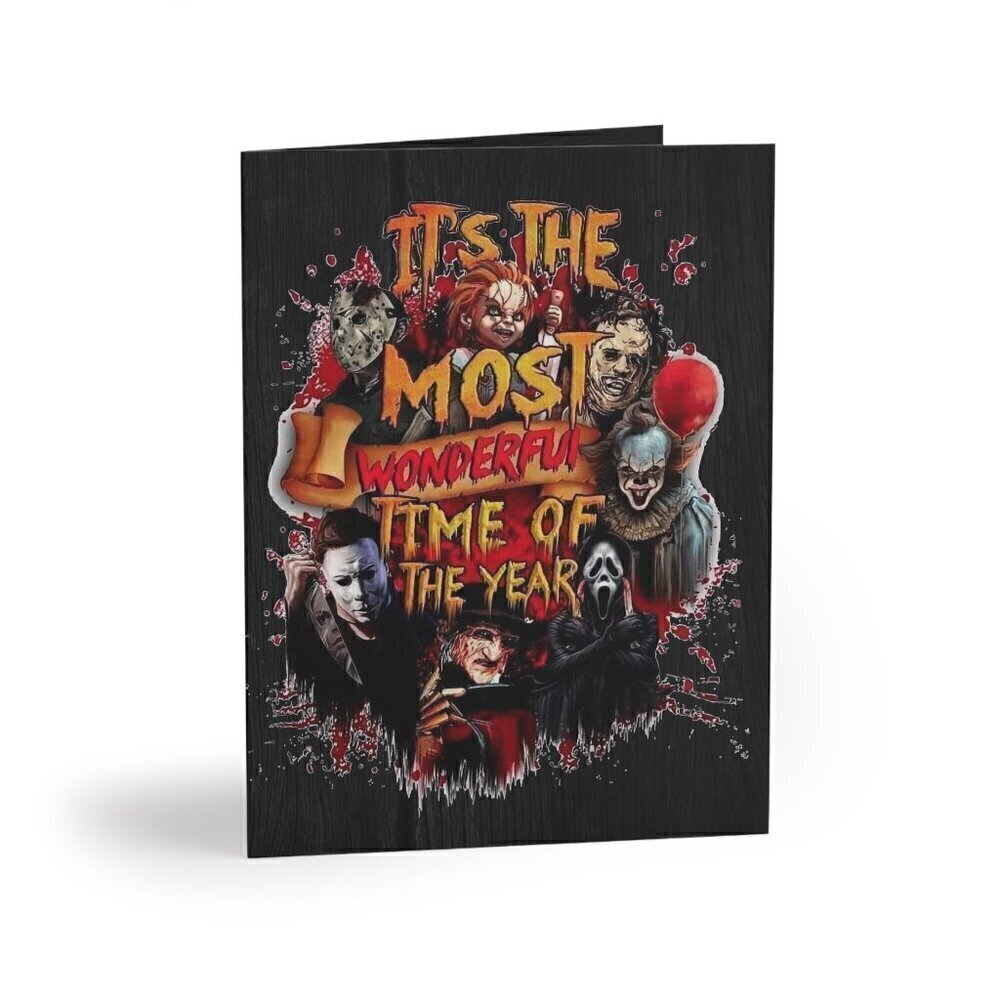 Custom Handmade Halloween Party Invitation Cards Black Red 15 Count